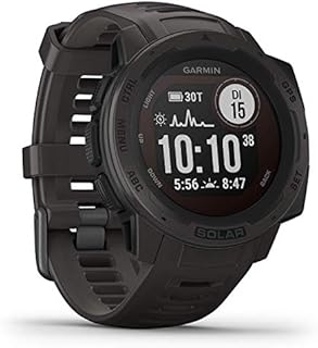 Garmin Instinct Solar - wasserdichte GPS-Smartwatch mit Solar-Ladefunktion für bis zu 54 Tage Akku. Pulsmessung am Handgelenk und Smartphone Benachrichtigungen (Generalüberholt)