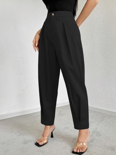 Image of GRECIILOOKS Balloon Fit Ankle Length Women Casual Trousers | Ankle Length Pants for Women Zip & Button | Woman Trousers Balloon Pants