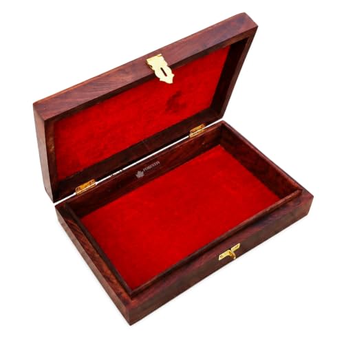 Image of Wooden OM Box for Good Luck| Jewellery Box| Decorative Case| Kit| Vanity| Organiser For Women, Necklaces, cash, gold (11X7 Inches,Dome)