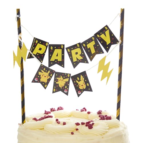 Amscan 9917118 - Decoración para tarta de cumpleaños infantil con banderines de Pokémon