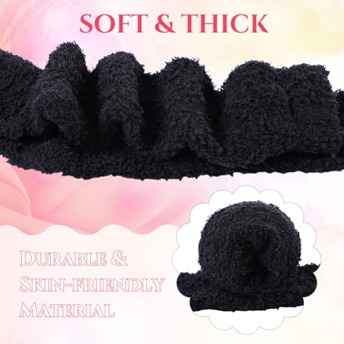 2 Pairs Fuzzy Socks for Women Soft Warm Fluffy Knee High Socks Winter Cozy Long Stockings4