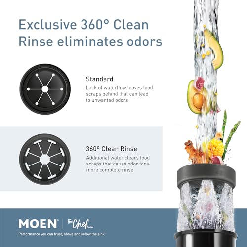 Image of Moen Chef Series 1 HP Continuous Feed Garbage Disposal, Power Cord Included, EX100C