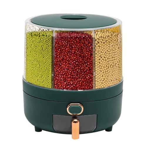 Distributeur de céréales rotatif 360° hermétique vert pour cuisine
