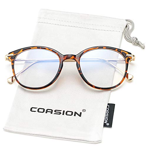Image of COASION Blue Light Blocking Glasses for Women Vintage Round Anti Blue Ray Computer Game Eyeglasses Small Face