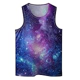 Galaxy Purple Mens Beach Tank Tops Novelty Graphic Quick Dry Sleeveless Shirt for Beach Workout S-4XL