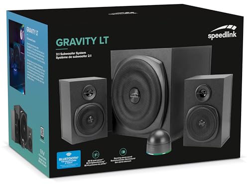 Speedlink Gravity LT Altavoz para PC Sistema de Sonido 2.1 Bluetooth - con subwoofer de Madera, Sistema de Altavoces Activos de 80 vatios, Conector AUX de 3,5 mm, Mando a Distancia RGB, Negro - imagen 13