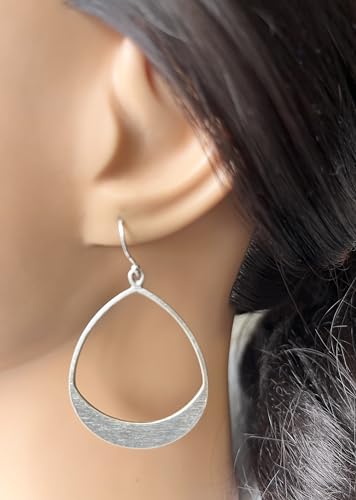 Brushed Teardrop on Sterling Silver Earrings3