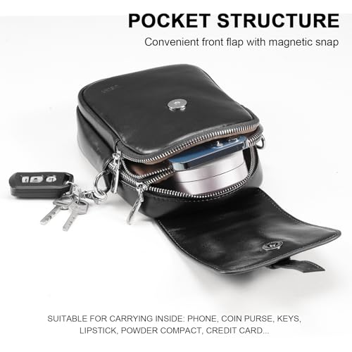 Image of Genuine Leather Crossbody Bags for Women, Small Crossbody Bag for Women，Phone Purses with Adjustable Strap for Travel