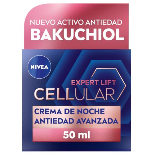 NIVEA Cellular Expert Lift Crema de Noche Antiedad Avanzada (1 x 50 ml), crema facial de noche con bakuchiol puro, crema antiarrugas con ácido hialurónico, crema antiedad