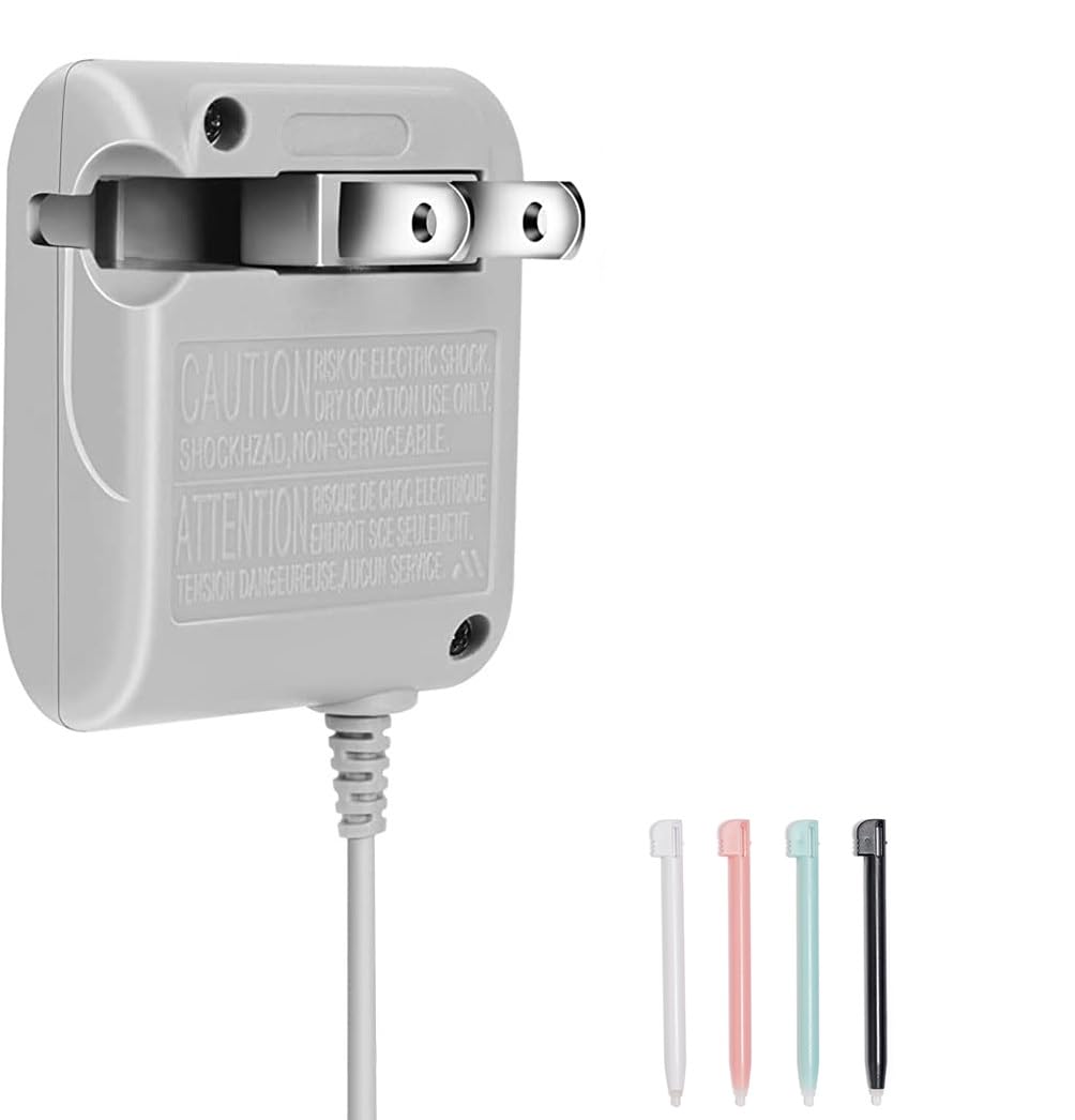 DS Lite Charger Kit, AC Power Adapter Charger and Stylus Pen for Nintendo DS Lite Systems, DS Lite Charger AC Adapter Power Supply Home Wall Travel Battery Charging Cable Cord Accessories Kit