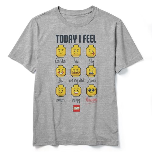 Fifth Sun Kids Iconic Expressions of Lego Guy Boys Short Sleeve Tee Shirt, Athletic Heather, Large