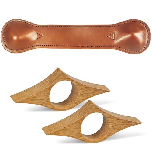 Leather Weighted Bookmarks Book Weight Page Holder for Reading Wooden Thumb Book Page Open for Kids Adult Gifts for Reader (Coffee)