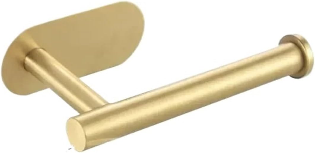 Toilet Paper Roll Holder 1pc Punch Free Wall Mounted Toilet Paper Holder Bathroom Roll Tissue Towel Hanger Napkin Storage(Gold A)