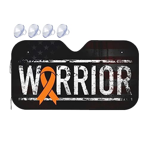 Kidney Cancer Warrior Aweareness Ribbon Foldable Car Windshield Sunshade Blocks Heat and Sun Glare Uv Rays