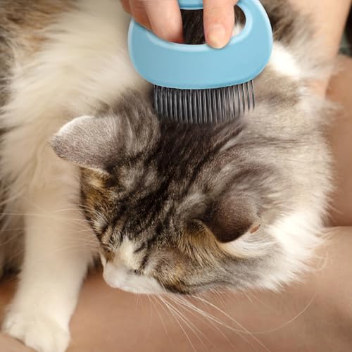 Image of Cat Massage Comb, Cute Comfort Cat Shedding Brush with Elasticity Curved Comb Teeth for Reducing Knots, Relaxing Cat Deshedding Brush for Short Hair & Long Hair Pet Hair Remover (Cloud,Blue)