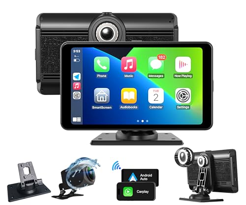 AILEWAY HD 7'' Carplay Screen for Car, 2.5 K Dash Cam with 1080p Backup Camera DVR, Portable Car Audio Receivers and GPS Navigation Mirror Link, FM, Googel, Siri Compatible with Apple