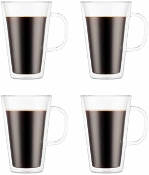 Bodum Canteen Double Wall Mugs, 4-piece Set 13.5 floz, double wall glass, clear