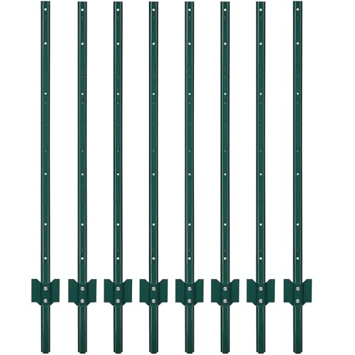8 Pack Metal Fence Posts, 4 Feet Heavy Duty Garden Stakes, No Dig U-Post, Steel Fencing for Yard, Farm, and Outdoor Temporary Fencing or Wire Fencing, Electric Fence Wire