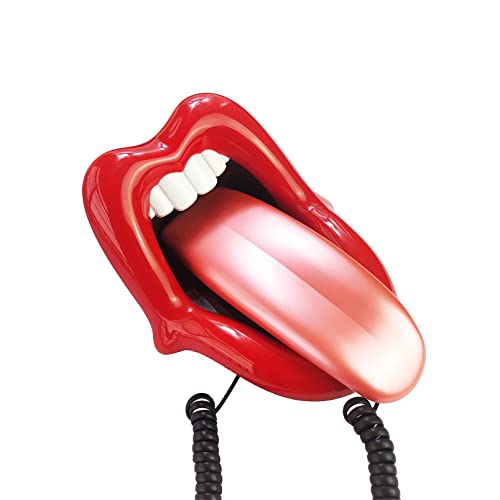 Telpal Landline Phones For Home, Red Mouth Telephone, Novelty Big Tongue Phone, Wired Funny Lip Phone Gift, Cartoon Shaped Real Corded Lips Telephone Set #TOP2
