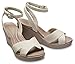 Crocs Women's Leigh II Cross-Strap Ankle Wedges, Oatmeal/Mushroom, 8 Women