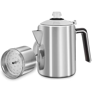 9 Cup Percolator Coffee Pot, Stainless Steel, Outdoor Camping, 72.0 fl oz