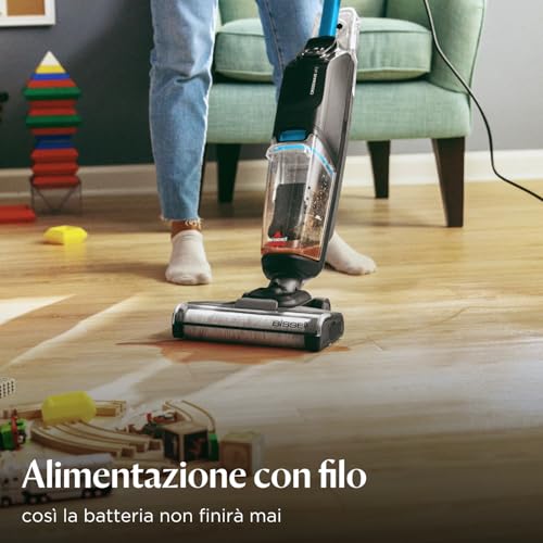 Bissell CrossWave HF2, Aspirapolvere Con Filo, Aspira e Lava Insieme, Scopa Elettrica Leggero, Lavasciuga Pavimenti, Lavapavimenti Potente, Vacuum Cleaner, Solo per Pavimenti Duri, 3845N - 6