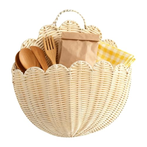 Cesta de mimbre ondulada para decorar su cocina, baño o sala con estilo 2