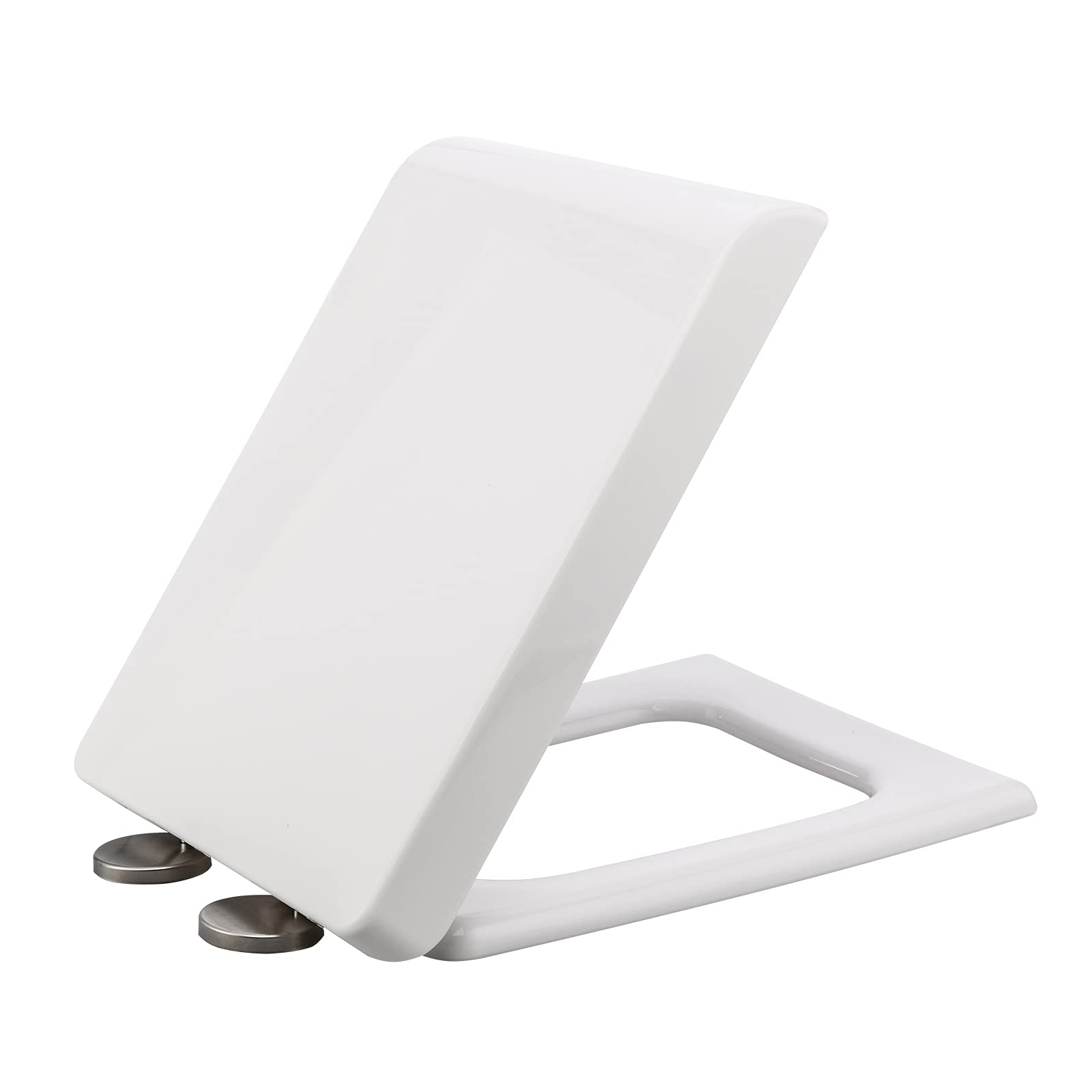 DULRLLY Rectangle Toilet Seat White Square Toilet Seat Cover Slow Down Plastic Toilet Seats Elongated Soft Close Toilet Seats Universal Toilet Lid for Standard Toilets(#1)