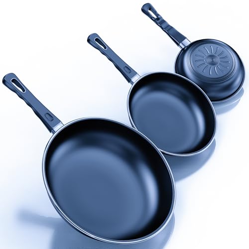 Pfannenset Set, 24cm+26cm+30cm Bratpfanne Skillet 3-teiliges Set, Omelettpfanne hitzebeständig, PFAS-frei, Geeignet für alle Arten von Kochern, einschließlich Induktion (SV2)