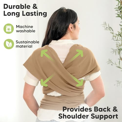 KeaBabies Baby Wrap Carrier-All In 1 Original Breathable Baby Sling,Lightweight,Hands Free Baby Carrier Sling,Baby Carrier Wrap,Baby Carriers For Newborn,Infant,Baby Wraps Carrier(Warm Hearth),Beige