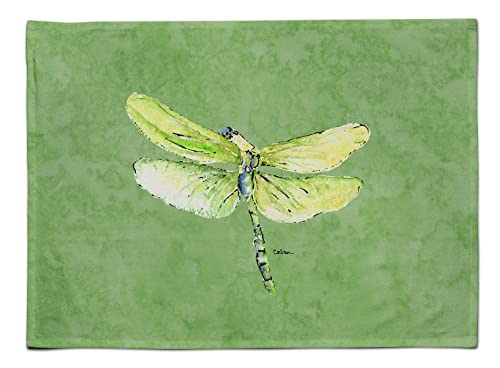 Caroline's Treasures 8864PLMT Dragonfly on Avacado Fabric Placemat Washable Placemat Dinner Table Decor No Ironing Linen Look
