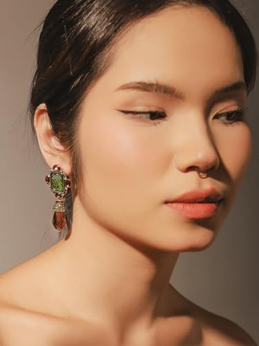 OJERRY Byzantine Baroque Medieval Victorian Statement Irregular Green Brown Pendant Dangle Earrings Costume Jewelry Accessories Outfit Romantic Cool Gifts for Her Women Dangling in Their 30s3