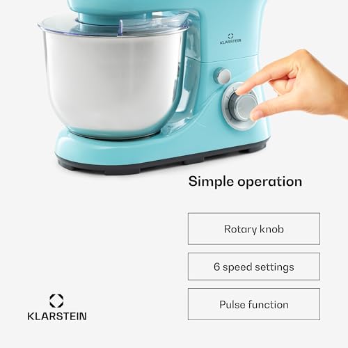 Klarstein Stand Mixer, 5L Food Mixer for Baking with Bowl, 1300W Cake Mixer w/Beater, Dough Hook, Whisk & Mixing Bowl, 6 Speed Planetary Rotation Kitchen Maker, Electric Mixer for Baking Bread Pastry - Image 6