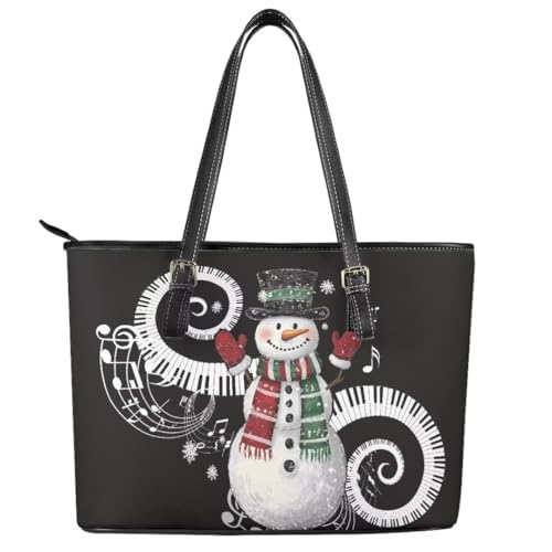 Image of Coldinair Christmas Leather Tote Bag for Women with Zipper Large Shoulder Tote Bag Shopping Casual Travel Bag Handbag Purse