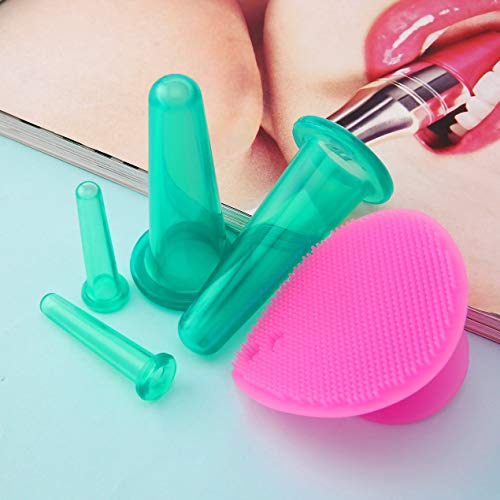 DBSUFV 5 stks/set Siliconen Gezicht Eye Cupping Jar Facial Lifting Massage Cups met Reinigingsborstel Facial Cups Huid… - Afbeelding 5