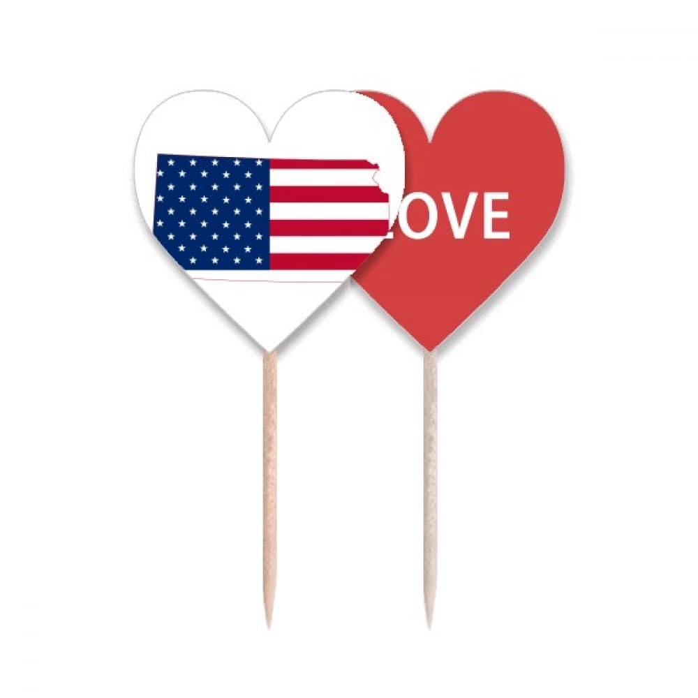 Cure-dents drapeau Love Heart haut de gamme pour l'ornement raffiné de pâtisseries fines