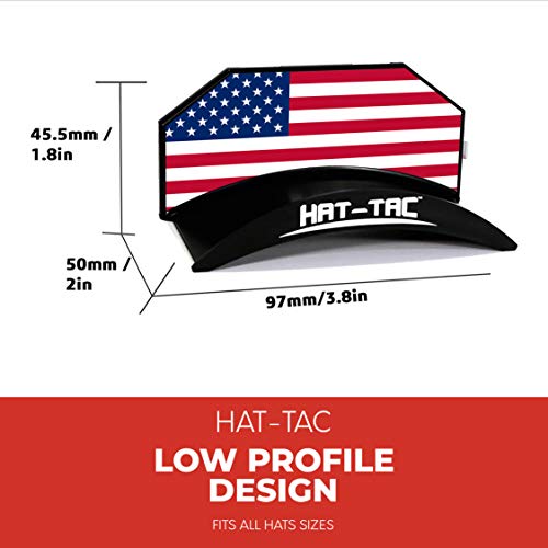 Hat-Tac - Wall Hat Rack Organizer (4-Pack) Made In Usa Patented Baseball Cap Multi-Purpose Curved Shelf Hanger For Door, Closet, Office, Bedroom, Sturdy Clip Decor Mount System (Usa Flag Design) #TOP4