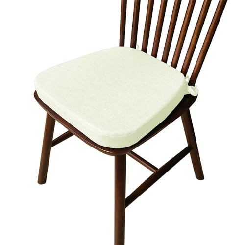Cojines para sillas de comedor con lazos, almohadillas antideslizantes de esponja para el hogar, jardín, sala de estar, oficina, balcón (40 x 38 x 33 x 3 cm, blanco)