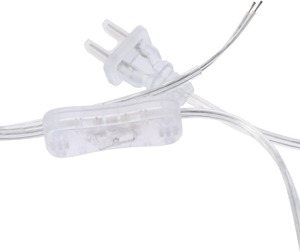 2pcs Transparent Plug Switch Power Cord, 2-core 1.8-Meter Transparent Lamp Cord with Switch,Home Appliance Power Connection Cable