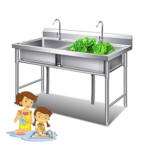 Generisch Generic Edelstahl-Doppelbecken-Spüle 2 Fächer
