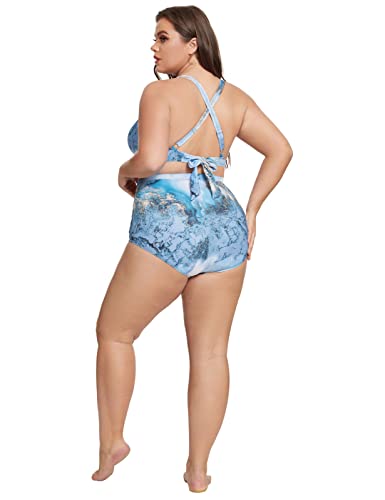 Bikini High Waist Hanna Nikole Frauen Push Up Set in Blau (Größe 42)