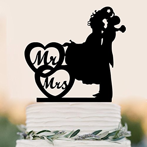 Mr And Mrs Cake Topper Wedding Rustic Anniverary Family Bride Groom Kissing Love Couple Party Decoration