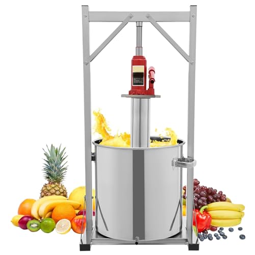 Pressoir À Vin De Fruits, Presse À Vin en Acier Inoxydable 22 L/5,81 Gal avec Seau Filtrant, Broyeur De Raisin Manuel pour La Fabrication du Vin Pressoir À Vin De Fruits