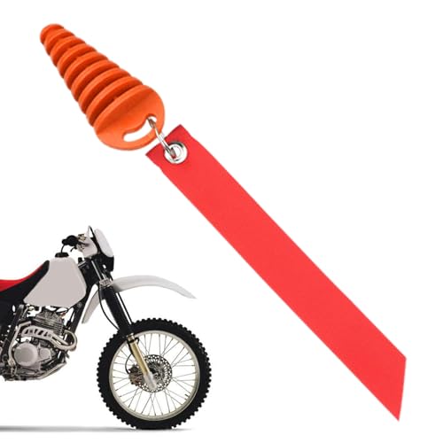 オートバイマフラープラグ、ゴム製オートバイ排気プラグマフラープラグ、赤いリボン付きモトクロス排気プラグ、始動前に取り外し、モトクロスバイクに適した排気プラグエキゾーストパイプ