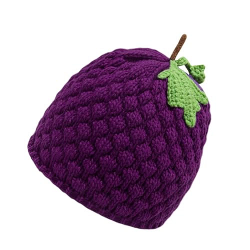 Rulbelok Sombrero de ganchillo hecho a mano con temática de frutas de los años 2000, forma creativa, sombrero de calavera para mujeres y niñas, gorro de invierno cálido de punto, Sombrero de piña
