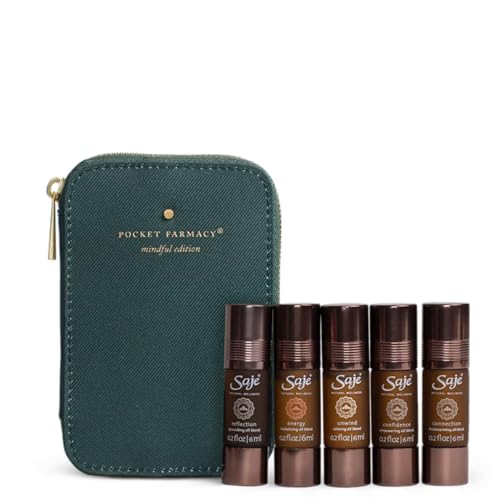 Saje Pocket Mindful Edition Essential Oil Set, therapy Essential Oils for Diffusers, Oil Diffuser, Home Essentials, Essential Oil Roll-ons, Aromatherapy Oils