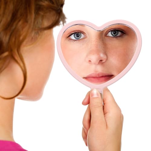 Espejo de maquillaje portátil con mango de madera miniatura 6