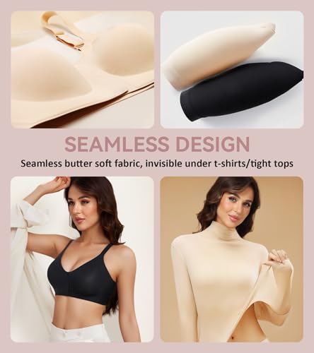 Lemorosy Front Closure Bras for Women Posture Back Smoothing Seamless Wireless Bra Comfortable Brasieres4