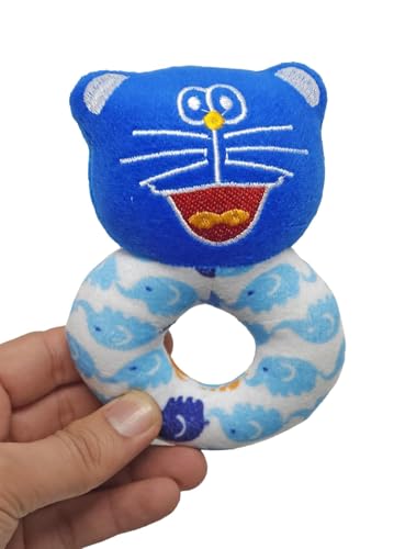 Image of Crackles Cute Face Soft Rattle Toy with Round Handle Grip and Rattle Sound (Random Multi Color & Design)