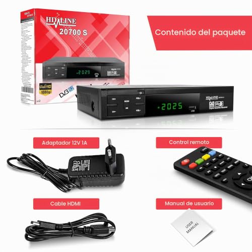 Miniatura 7 de Receptor De Satélite Hd-Line 20700 Hd Dvb-S2 Hd Para Receptor De Satélite Digital Dvb-S S2, Hdmi, Scart, 2 Puertos Usb 2.0, 1080p Preprogramado Para Astra Hotbird Y Türksat